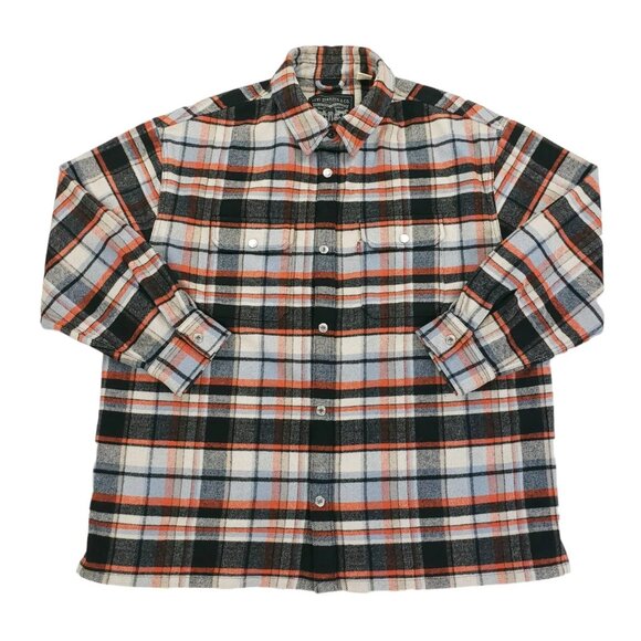 Levis 45% Wool Blend Shirt Jacket Mens Size Large Plaid Orange Blue Snap Button - Picture 1 of 7